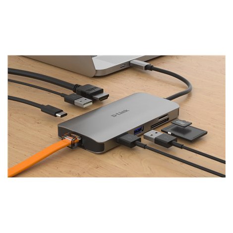 D-Link | 8-in-1 USB-C Hub with HDMI/Ethernet/Card Reader/Power Delivery | DUB-M810 | USB hub | Warranty month(s) | USB Type-C - 4